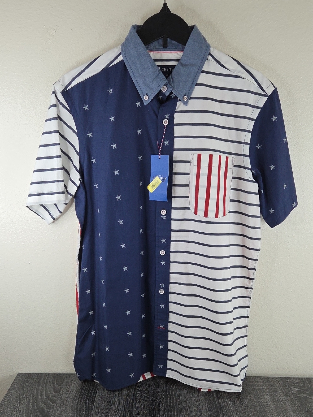 CREMIEUX DILLARDS Mens MED Shirt PATRIOTIC STARS STRIPES Red Navy/White NWT $75